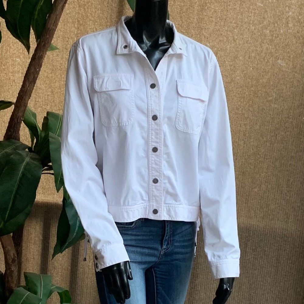 Liz Claiborne Side Lace Up White Jean Jacket